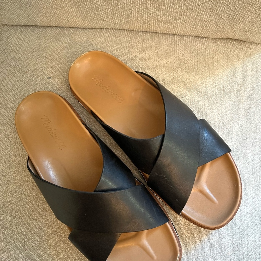 Madewell Black Leather Mules